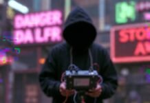 Viral Challenges You Shouldn’t Try in 2026 (and Why) a shattered iPhone screen taped back together with neon caution tape, a cheap off-brand hoverboard smoldering with tiny fake flames,