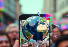 Top 25 Viral Moments That Broke the Internet in 2025 a cracked smartphone screen exploding with viral icons like a Labubu doll, a kiss-cam couple hiding their faces,