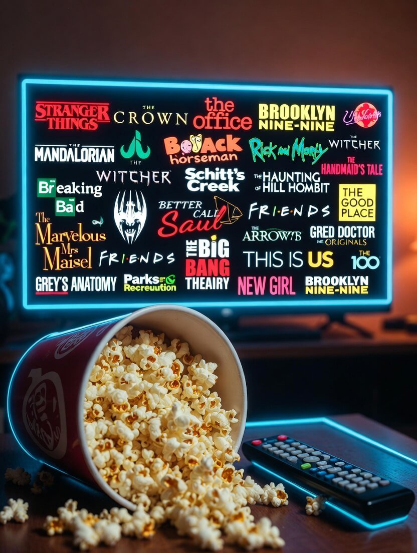 a messy living room coffee table at 2 a.m. with an almost-empty bag of spicy Doritos, three different remote controls fighting for space,